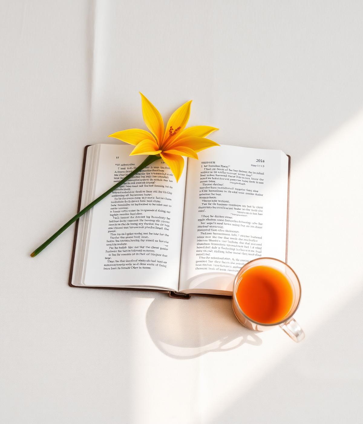 Open journal with a tropical flower